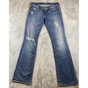 Y2K Vintage 7 For All Mankind Women Size 29 Low Rise Boot Cut Jeans Rhinestones